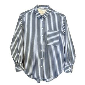 Lola‎ River Shirt Blue and White Striped Button-Up Women's S Oversized Fit